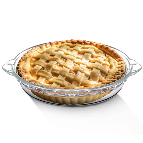 Uiifan 1 Pack 6 Inches Mini Glass Pie Pan for Baking 11.6 oz Clear Pie Plate with Handles Round Glass Dish for Baking and Serving Snacks Salads Desserts