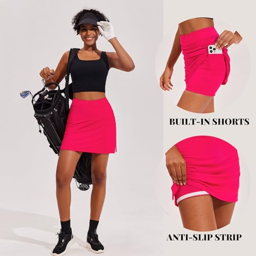Image of Ekouaer 16 inch Golf Skorts for Woman with Inner Pockets Silicone Grippers Tennis Skirt Quick Dry Athletic Pickleball Skort