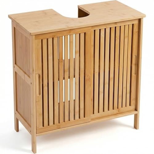 MY FAT GORILLA Bambus Waschbeckenunterschrank - Bambus Badezimmermöbel - 60 x 30 x 60 cm - Badezimmer Unterschrank - Unterschrank Waschbecken - Waschtischunterschrank - Badezimmerschrank