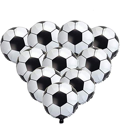 BinaryABC Soccer Balloons,Football Party Supplies,Foil Soccer Balloons,18 Inch,(10pcs)