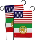 USA Iran Lion Sun American Flag 2 Pcs Pack Wall Decor Canvas Home Textile Persia Pre-1979 Support Iranian Flags House Bandera de Iran Poster Protest Yard Sign Historical Persian Decoration Gift