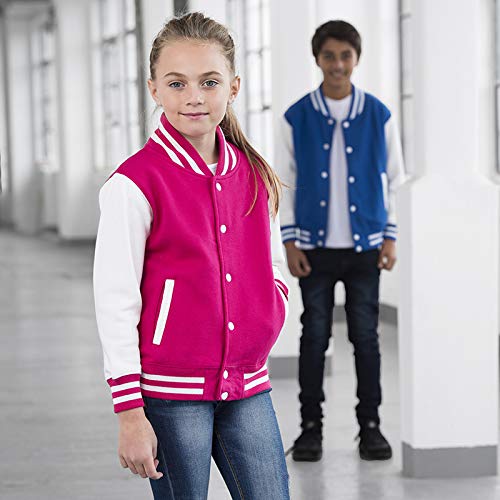 AWDis Kids Varsity Jacket - Boys Girls Trendy American Letterman Baseball top3