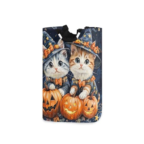 Jihqo Laundry Hamper Basket Cute Halloween Cat Collapsible Nursery Storage Bin Waterproof Clothing Baskets for Home Bedroom Bathroom Washing Room