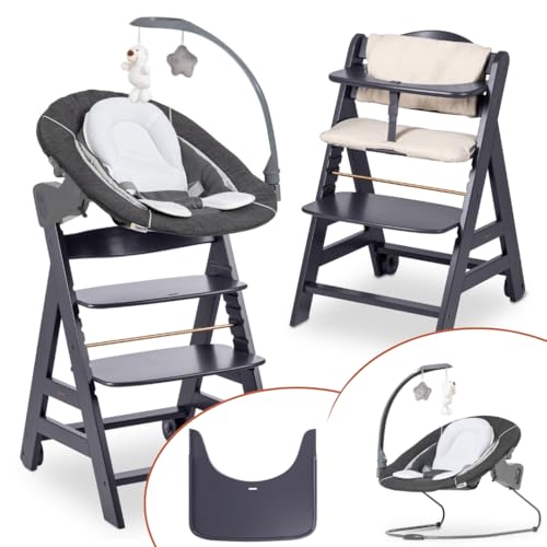 hauck Hochstuhl Beta+ Newborn Set Deluxe - Babyhochstuhl Set ab Geburt mit Neugeborenen Aufsatz...