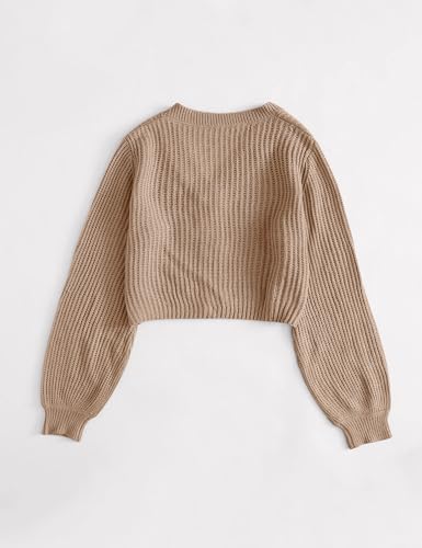 Image of Womens Puff Sleeve Cardigan Long Sleeve Open Front Button Down Knit Sweaters