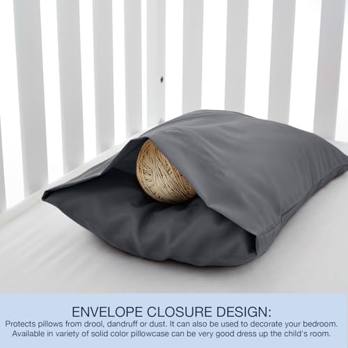 Image of EXQ Home Toddler Pillowcases 13x18 Travel Pillow Case Set of 2, Small Pillow Case Fits Baby Pillow Sized 12x16, 13x18, Kids Pillowcases 2 Pack Machine Washable with Envelope Closure (Dark Grey)