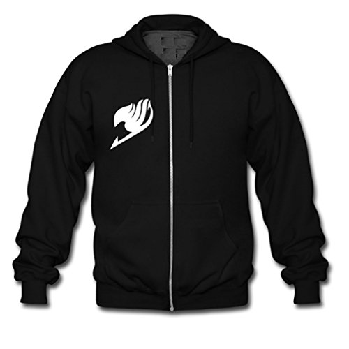 HJGBEDS Mens Japan Anime Fairy Tail Bird Logo Gildan Zipper Hoodie Small Black