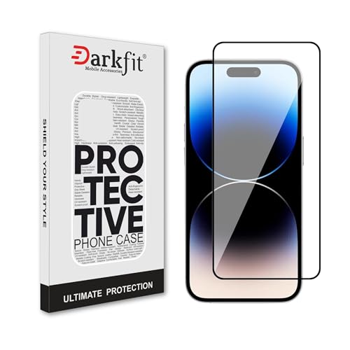 Image of DARKFIT Tempered Glass Premium Screen Protector Compatible for iPhone 16 | Edge to Edge Coverage with Easy Installation Kit | Scratch Resistance | HD Clear Glass (Black Border) | Pack of 1