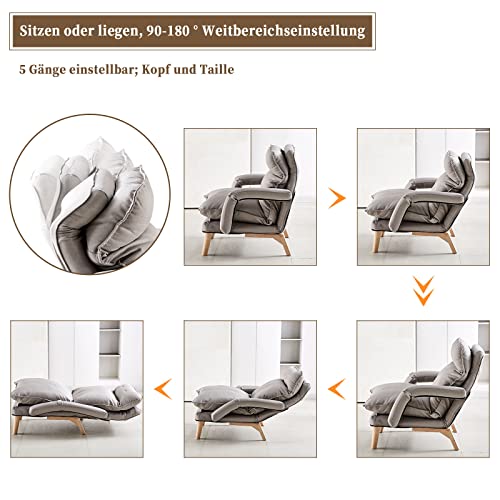 image for TUKAILAi Modern Relaxing Chair with Footstool, Reclining Function, TV 