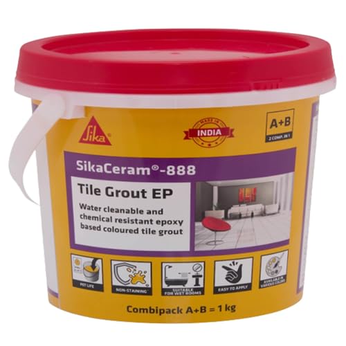 Image of SIKA - SikaCeram 888 Tile Grout EP - Coloured tile grout and tile adhesive - Water cleanable and chemical resistant - Stainless and colourfast - Beige - 1kg