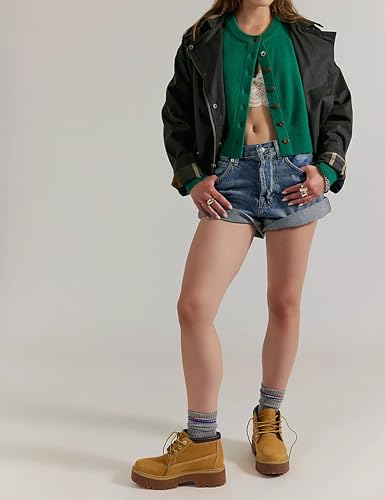 QIBABU Womens Fall Cardigans Sweater Long Sleeve Crewneck Button Down Knitted Tight Tops Outwear4