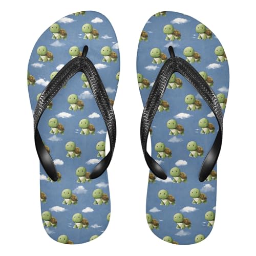 Flip Flop Sandals Cute Turtle Print for Women Men Beach Outdoor XS