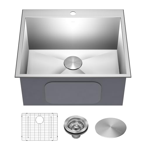 KRAUS Standart PRO 25-inch Drop-In Top Mount 16 Gauge Stainless Steel Single Bowl Laundry Utility Sink, KHT301-25L - image 1