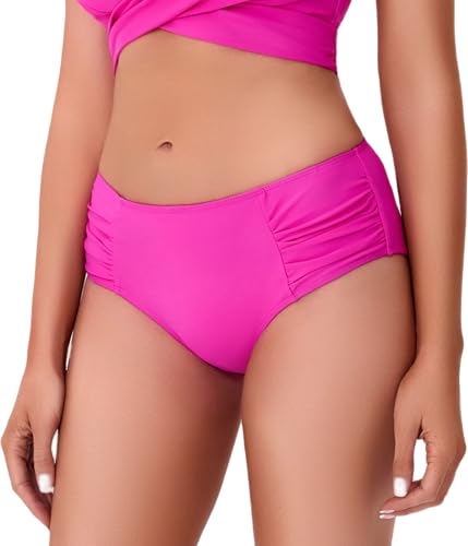 Image of COCOPEAR Full Coverage Bikini Bottoms for Women Mid Rise Bathing Suit Bottoms for Women Ruched Tummy Control Swim Bottoms