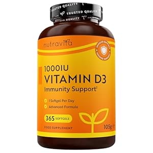 Vitamin D 1000 IU (25μg) – 365 VIT D Softgel Capsules Full Year Supply – for Maintenance of Healthy Immune System, Muscles, Bones & Teeth – Vitamin D3 Cholecalciferol – Made in The UK by Nutravita