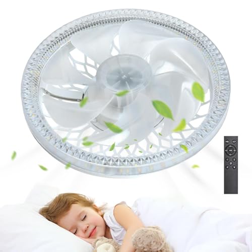 Ventilador de techo LED E27 con enchufe inalámbrico | Ventilador de techo inalámbrico con lámpara integrada, silenciador, 4 velocidades y 3 modos de iluminación, para dormitorio y cocina