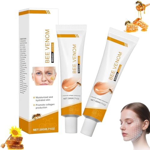 2Pcs Crema Antiarrugas con Veneno de Abeja 20g,Reafirmante Antiarrugas Con,Humectante Antiarrugas Para Rostro y Cuello,Hidratación,Lifting y Recuperación