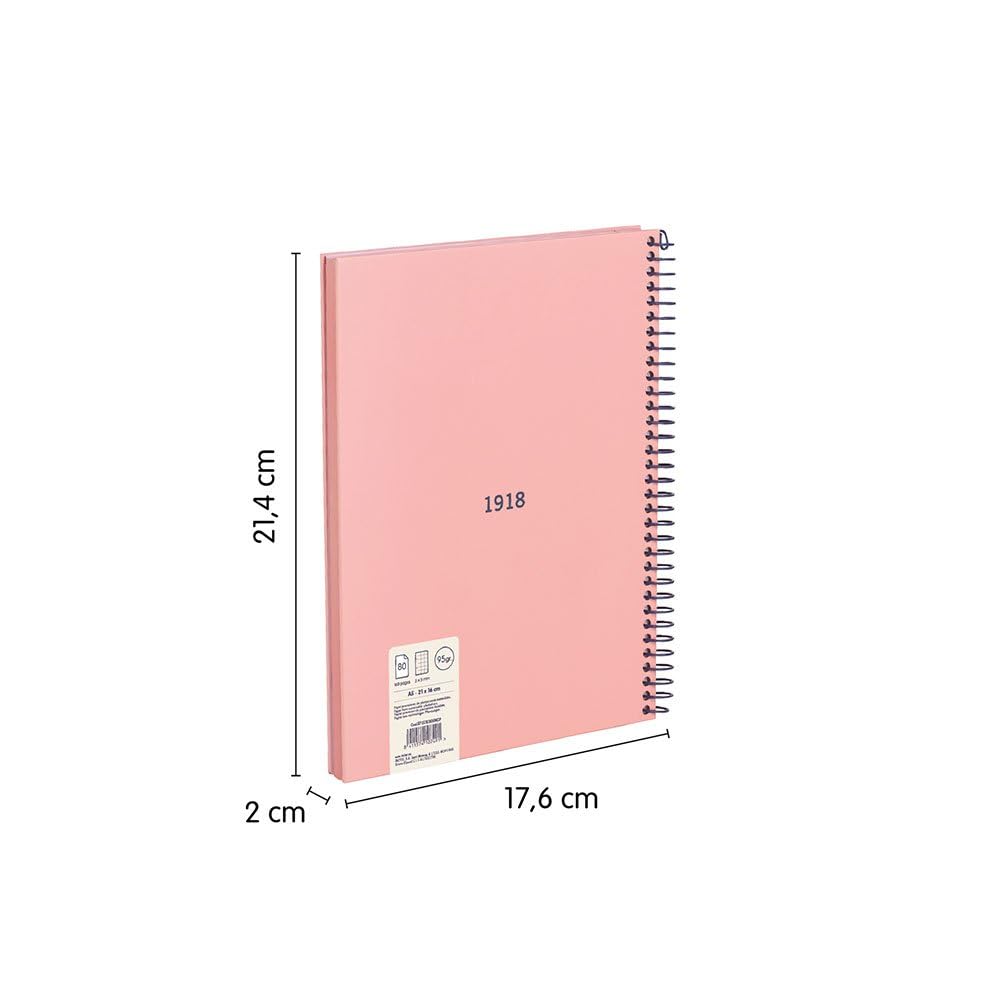 MILAN® A5 Hardcover Notebook 5x5mm Squared 80 Sheets 95gsm Collection 430 Pink - Image 3