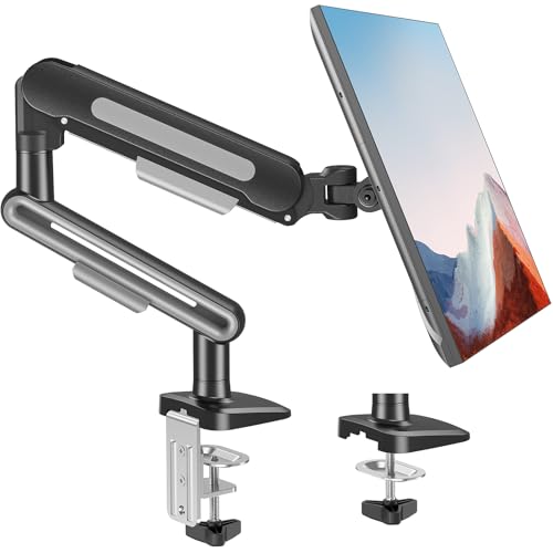 Image of MOUNT PRO Single Monitor Desk Mount for Max 40 Inch Screens, Adjustable Gas Spring Monitor Arm Holds up to 26.5lbs, Computer Monitor Stand with Clamp and Grommet Base, VESA Mount 75x75mm /100x100mm