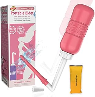 2IN1 Portable Bidet 2Nozzle Intimate Wash for Women Perineal Bottle,Handheld Bidet Personal Bidet Travel Bidet with Short Nozzle + Long Nozzle,Water Seal Cap Storage Bag