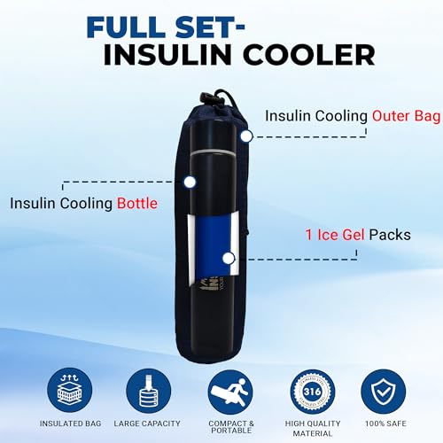 Image of Insulin Mini Travel Case | Cooler for Bottles, Vials & Pens | 12+ Hours Cooling Bag with 1 Biogel Ice Pack | TSA Approved Insulin Cooling Case for Diabetic Medicine Travelling (Colour May Vary)