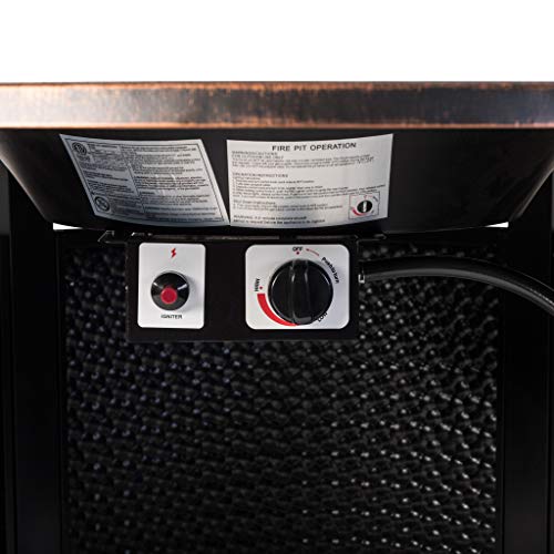 Fire Sense 62360 Briarwood Hammered Aluminum Convertible Gas Fire Pit Table 55,000 Btu Multi-Functional Outdoor With Fire Bowl Lid, Nylon Weather Cover & Clear Fire Glass- Bronze Finish - Round - 44" #TOP2