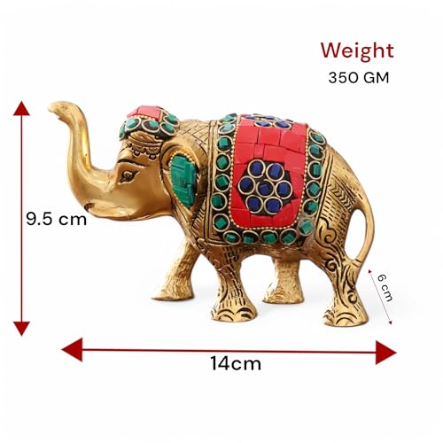 Image of KridayKraft Metal Elephant Statue Medium Size with Stone Work 2 pcs Set for Showpiece Enhance Your Home,Office & Table Decorative,Animal Showpiece Figurines,Gift Article..., Multicolor