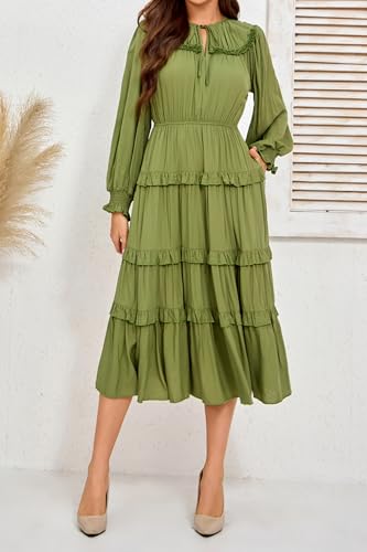 Image of Women's Short Sleeve Summer Boho Pleated Rayon Mid Dresses with Pockets for Wedding Guest
