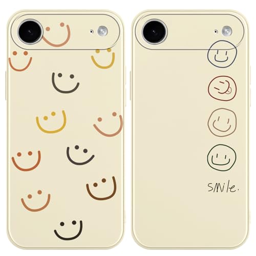 Yoedge 2 Pezzi Cover per iPhone Air 6,5', Ultra Sottile Leggero Morbida TPU Custodia in Silicone Antiurto Antigraffio Protettiva Case con Aesthetic Disegni per Donne per iPhone 17 Air, Smile Face