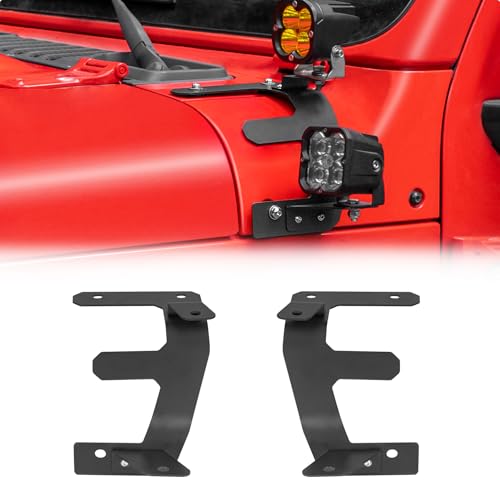 Image of A-Pillar Ditch Light Mount Brackets for 2018-2023 Jeep Wrangler JL Gladiator JT Accessories, Dual LED Light Pod Aluminum Brackets, 1 Pair 【Does NOT FIT 4xe / Mojave / Rubicon 392】