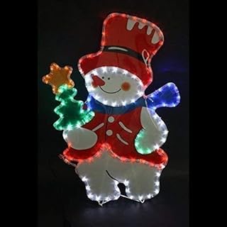 Garden Mile® Large Snowman Multi Function Rope Light Silhouette Pre-Lit with Multicoloured LED Lights Waterproof Indoor Or Outdoor Christmas Decoration Fairy Lights 60cm