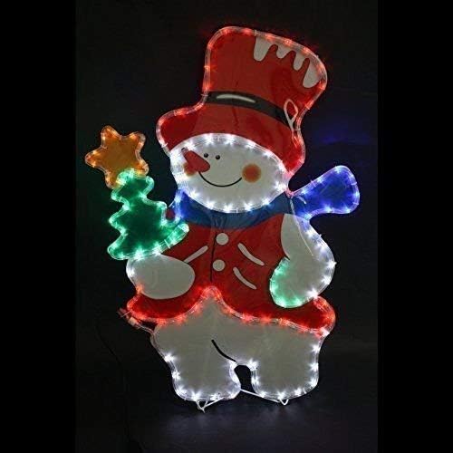 Garden Mile® Large Snowman Multi Function Rope Light Silhouette Pre-Lit with Multicoloured LED Lights Waterproof Indoor Or Outdoor Christmas Decoration Fairy Lights 60cm