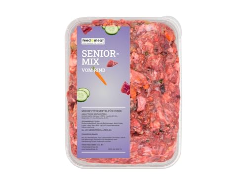 Barf-Seniorpaket – 22 Schalen Frostfutter – Speziell für ältere Hunde mit Kräutern, Ölen und Gemüse sowie Obst in den Fertigmixen