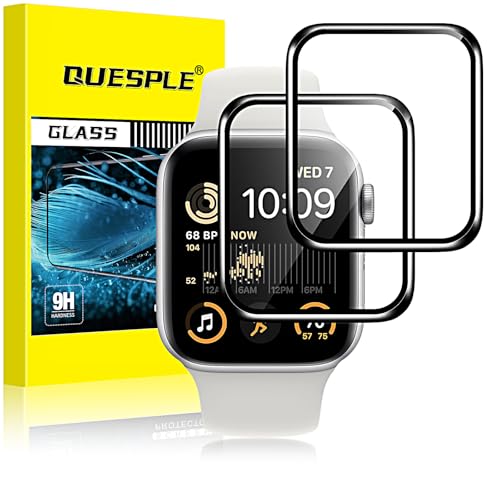 QUESPLE [2 Stück] Panzerglas Schutzfolie für Apple Watch 40mm Series SE2/SE/6/5/4, 3D Volle Abdeckung, Anti-Staub, Anti-...
