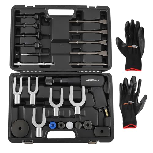 Image of maXpeedingrods Air Hammer Kit, 25 PCS Multi-functional Pneumatic Hammer Piece Chisel Set, 2100 BPM Ball Joint Separator Set, Air hammer Bits, Quick Change Retainer Air Hammer with Shovel Heads