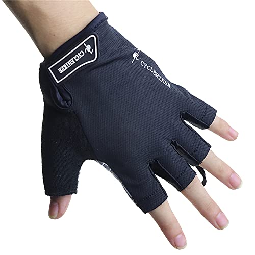CYCLEHIKER Cycling Gloves Half Finger Gel Pad Summer Breathable Soft Bike Bicycle Glove Men Women Cycle Equipment (Black, XL)