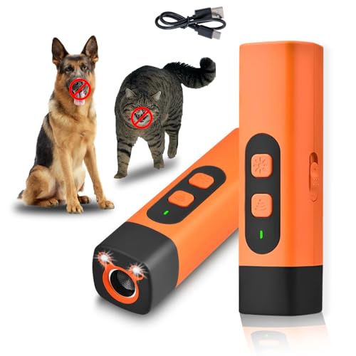 Anti Bell Gerät Hunde,Ultraschall Hundeabwehr,Wiederaufladbar Antibell Ultraschall Gerät,Hunde Bellen Stoppen,Schonendes Ultraschall Hundegebell mit 3 Einstellbaren Frequenzen LED-Taschenlampe