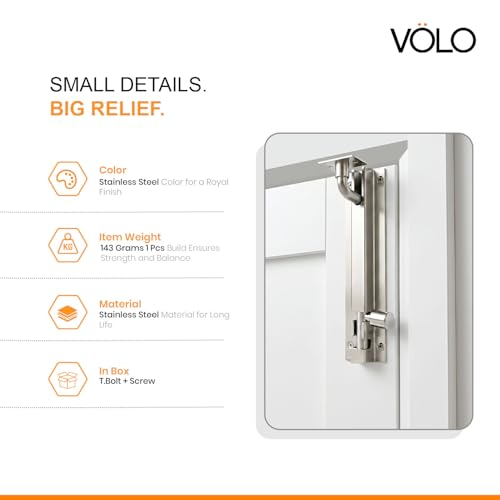 Image of Volo L Shape /Marble Stainless Steel Towerbolt /Door Latch, Pack of 2 Pieces (150mm (6 Inch))