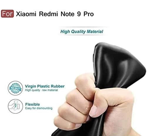 Image of Mobile Back Cover Case for Xiaomi Redmi Note 9 Pro (Silicone Case|CameraProtection|Black SC1510)