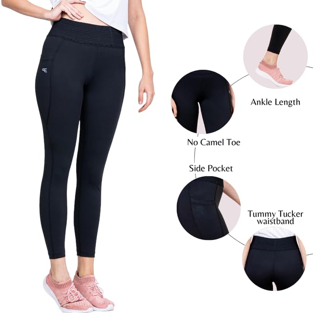 Image of 3rd Planet Women's High Waist Activewear Leggings | 4-Way Stretch, Sweat-Wicking, Non-See-Through Gym & Yoga Tights with Side Pockets | Comfortable Slim Fit Pants for Workout, Running & Fitness