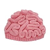 ZGMYC Funny Brain Beanie Hats for Men Women Cable Knit Winter Hat Warm Slouchy Skull Cap Halloween Accessories Pink