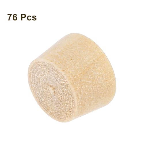Image of uxcell 76Pcs Wood Button Plugs, 11mm /0.43 inch Flat Head Hardwood Screw Hole Plug Wooden Caps Buttons Wood Plug for Furniture Woodworking Craft Decor (12.5mm x 11mm)