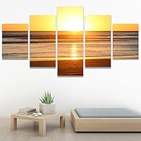 SIGNWIN 5 Panel Canvas Wall Art Modern Art Coastal Colorful Multicolor Photography Romantics Sunset for Home Decorations Ready to Hang - 60