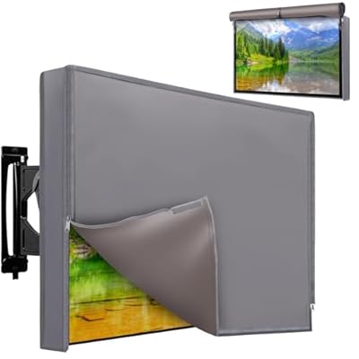 Outdoor TV Cover 52 to 55 Inches Weatherproof, Waterproof Outside TV Covers Heavy Duty 600D Oxford TV Covers Outdoor TV Screen Protectors Shield with Zippers for Flat Screen Outdoor TVs