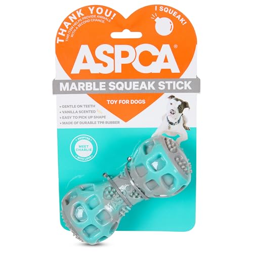 ASPCA Marble Stick Dog Toy – Vanilla-Scented Durable TPR Chew Toy for Dogs, Easy-to-Carry Textured Stick with Dental Benefits, Gentle on Teeth