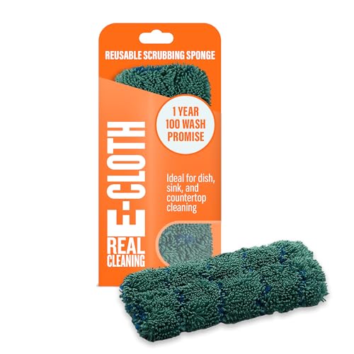 Image of E-Cloth Kitchen Dynamo, Premium Microfiber Non-Scratch Kitchen Dish Scrubber Sponge, Ideal for Dish, Sink and Countertop Cleaning, 100 Wash Guarantee, Green, 1 Pack