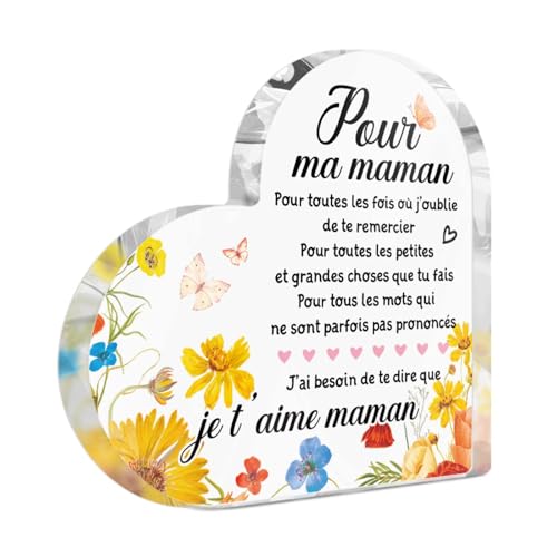 Putuo Decor Décoration en Acrylique 'Pour ma maman, je t’aime maman' avec Fleur et Papillon - Idée Cadeau pour Fête des Mères, Anniversaires et Autres Occasions Spéciales
