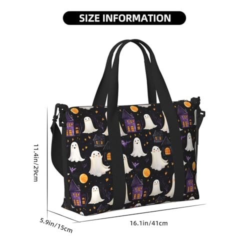 Laptop Tote Bag for Women Work - Halloween Ghost Print Weekender Overnight Bags for Women Travel, Gym Duffle Bag for Men, Personal Item Crossbody Travel Bags for Men Carry On2