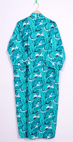 Image of Pure 100% Cotton Robe For Womens Bathrobe Dressing Gown Long sleepwear Free Size Kimono