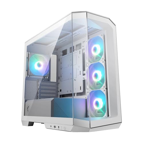MSI MAG PANO M100L PZ WHITE Micro-ATX PC Case - Micro-ATX Capacit...
